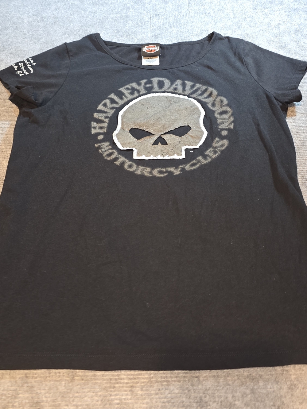 Harley-Davidson Women’s XL Savannah GA River Street Skull Angel Wings Shirt 2014